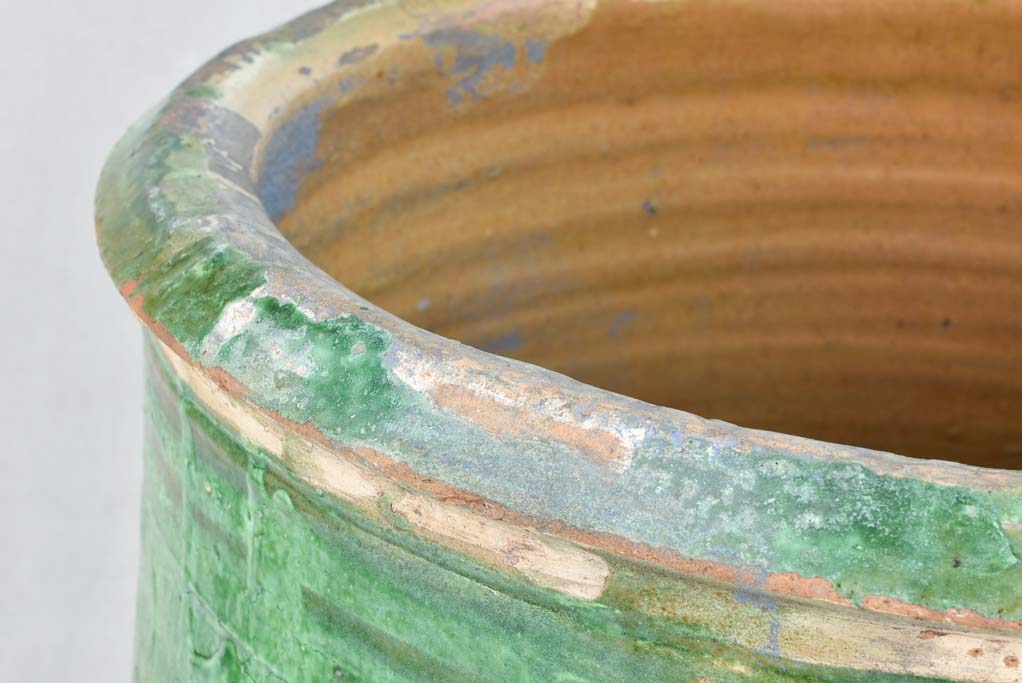 Timeworn 19th century olive jar from Tournac - green 26½"