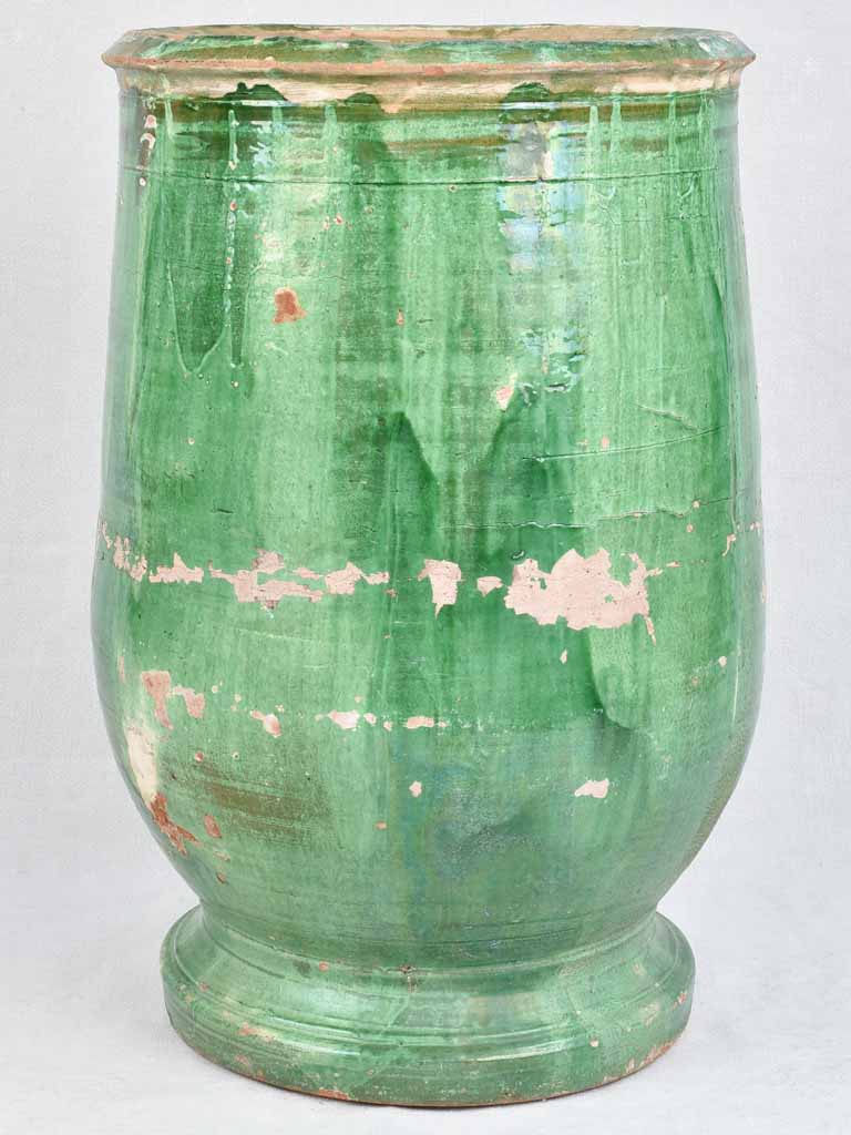 Timeworn 19th century olive jar from Tournac - green 26½"