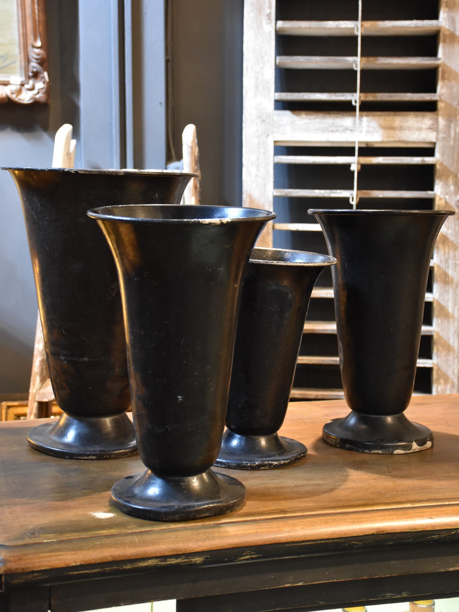 Vintage French Florist Vases - black