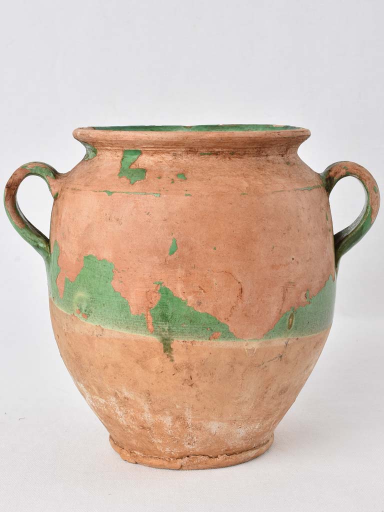 Large antique French confit pot - green 9"