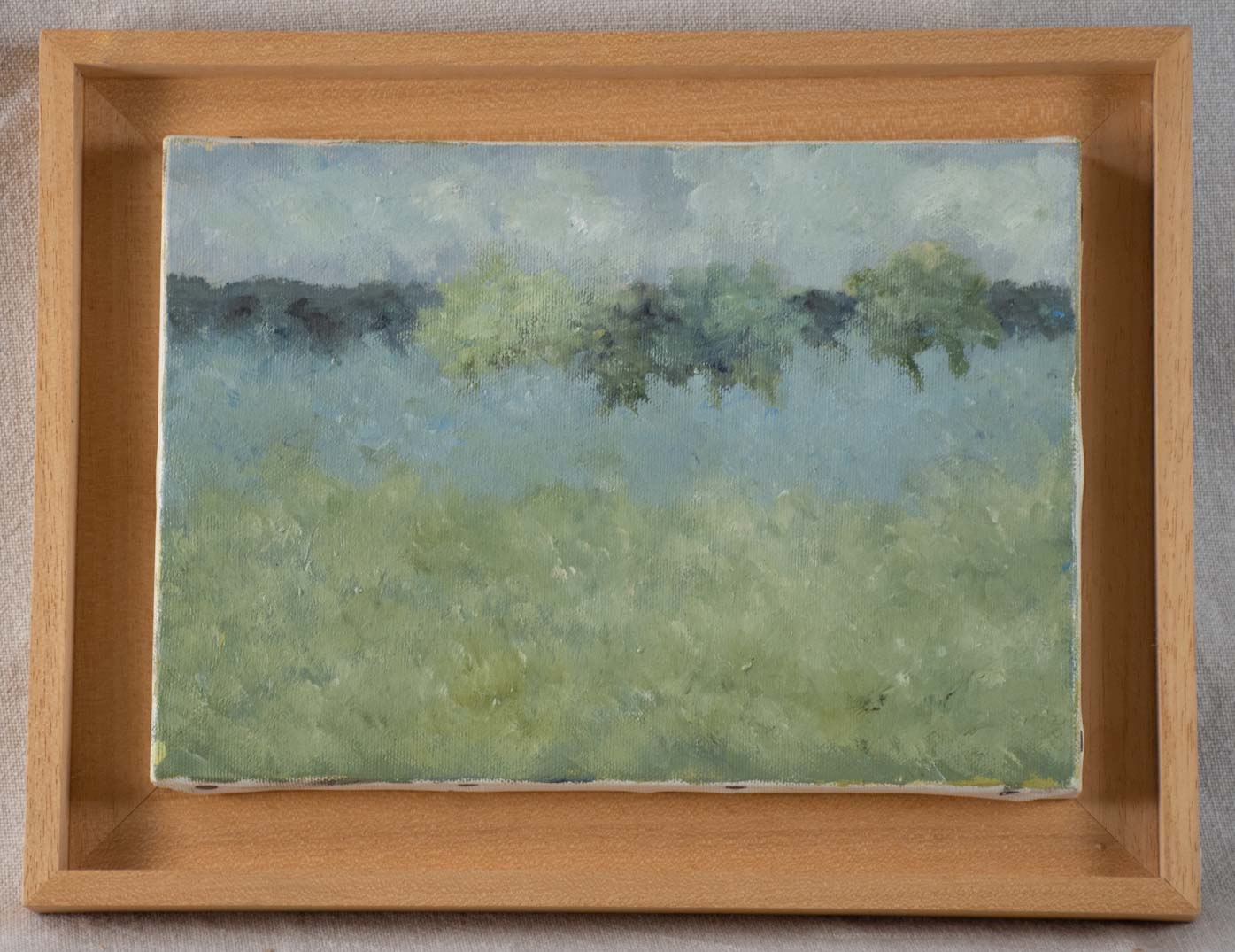 Elegantly framed French blue landscape 