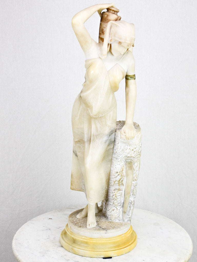 Antique Italian marble and alabaster statue of a lady, signed E. Castellucci 27½"