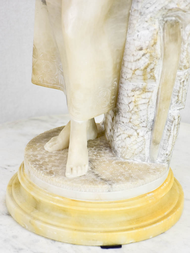 Antique Italian marble and alabaster statue of a lady, signed E. Castellucci 27½"