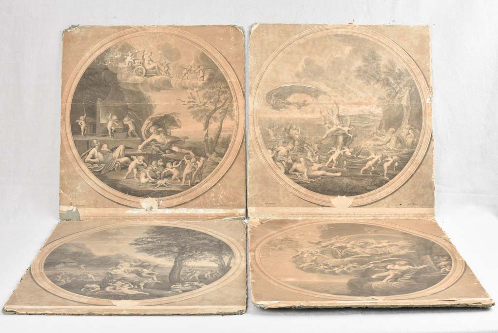 Collection of 4 Étienne Baudet engravings 24½" x 22¾"