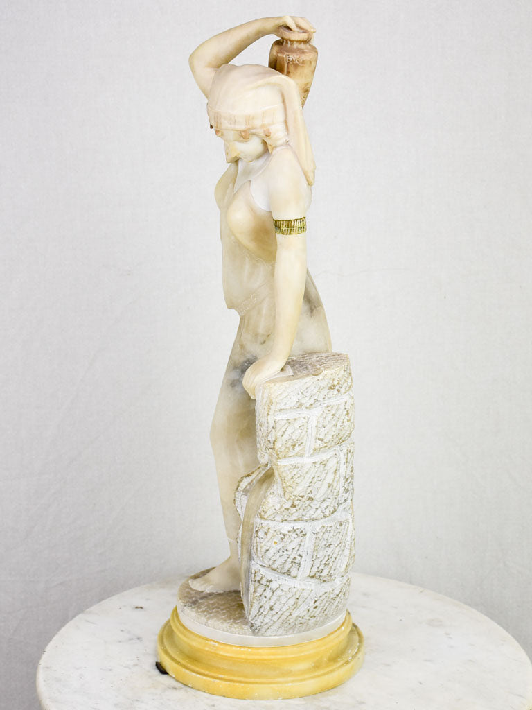 Antique Italian marble and alabaster statue of a lady, signed E. Castellucci 27½"