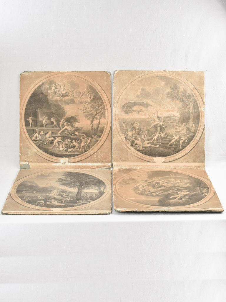 Collection of 4 Étienne Baudet engravings 24½" x 22¾"