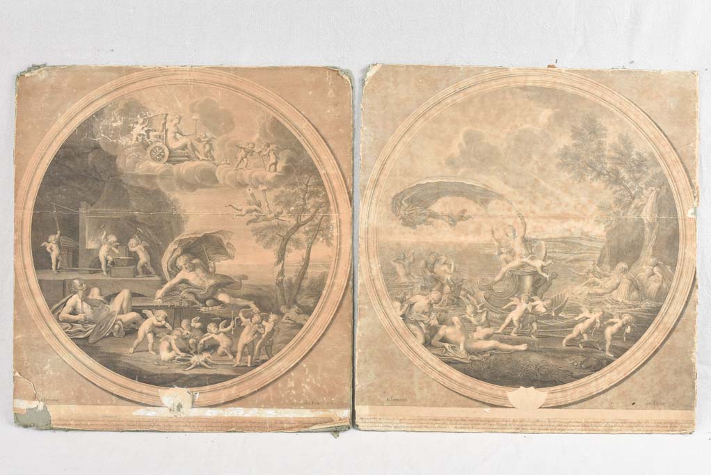 Collection of 4 Étienne Baudet engravings 24½" x 22¾"