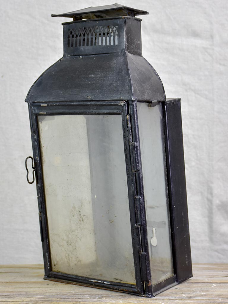 19th Century French wall lantern with black patina