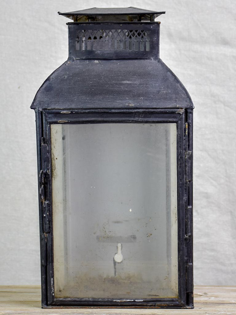 19th Century French wall lantern with black patina