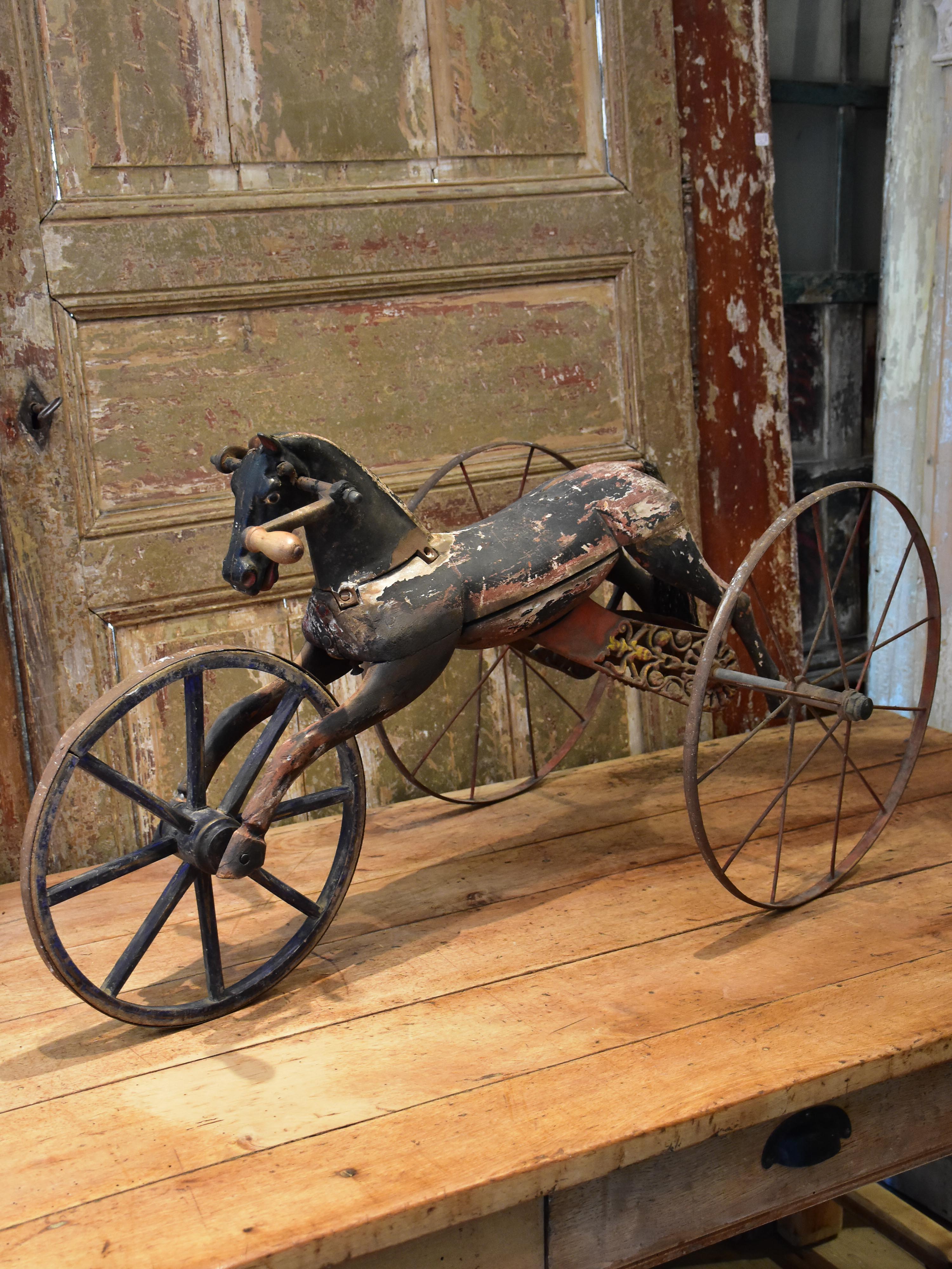 Antique French horse tricycle