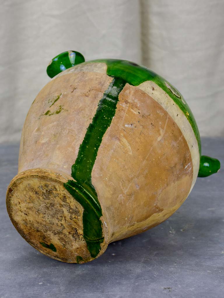 Antique French cruche with green glaze