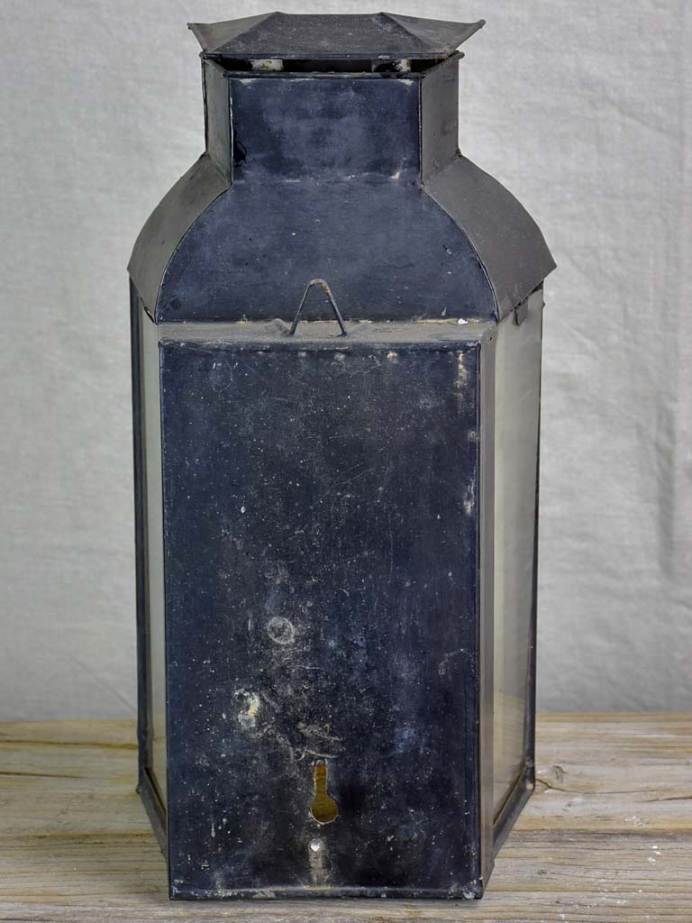 19th Century French wall lantern with black patina