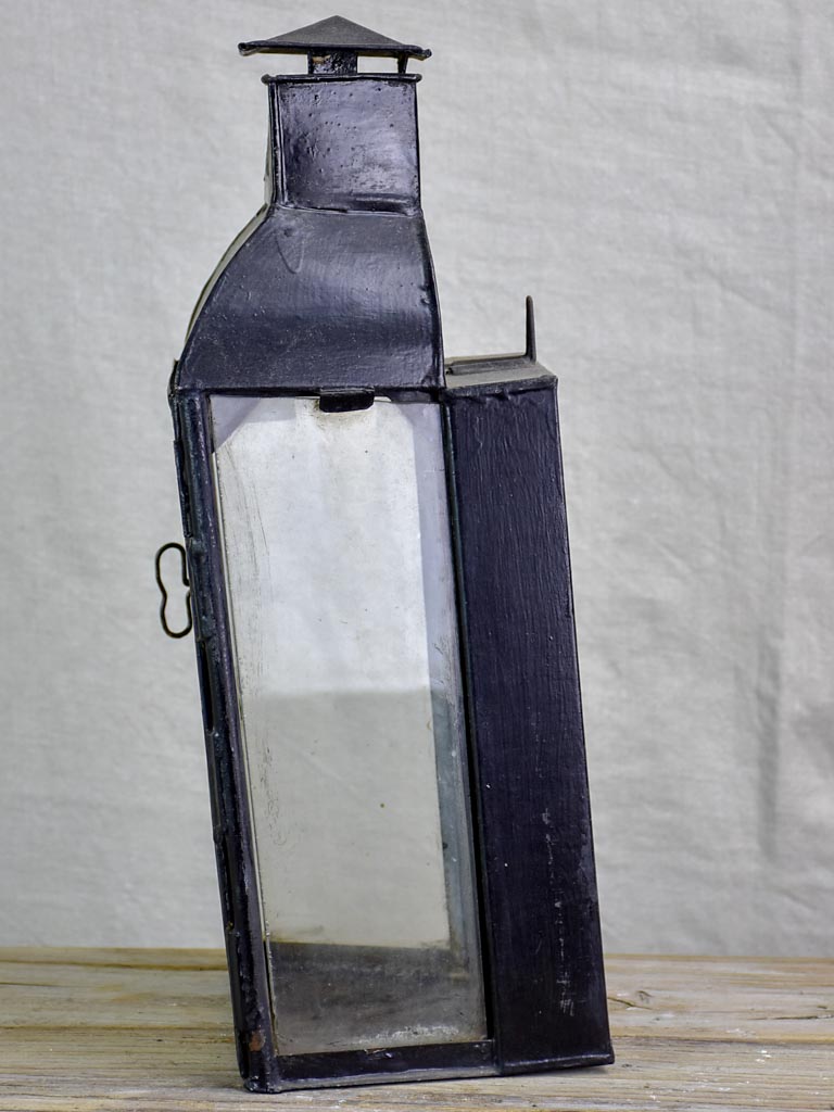 19th Century French wall lantern with black patina