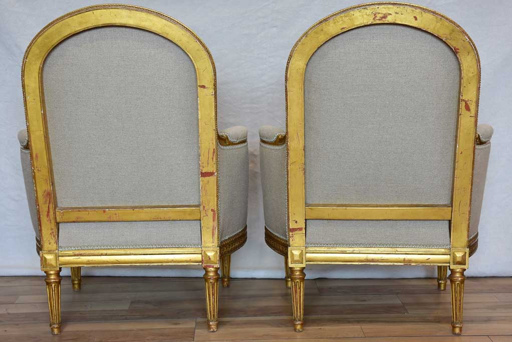 Fully restored pair of Napoleon III armchairs with giltwood frames