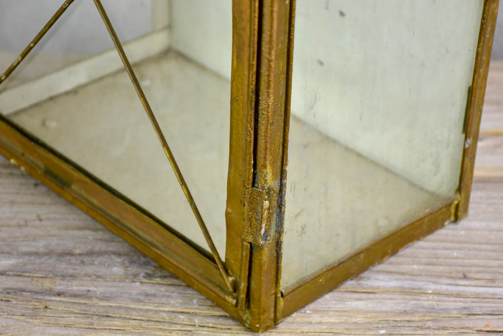 19th Century French wall lantern with gold patina 18½"