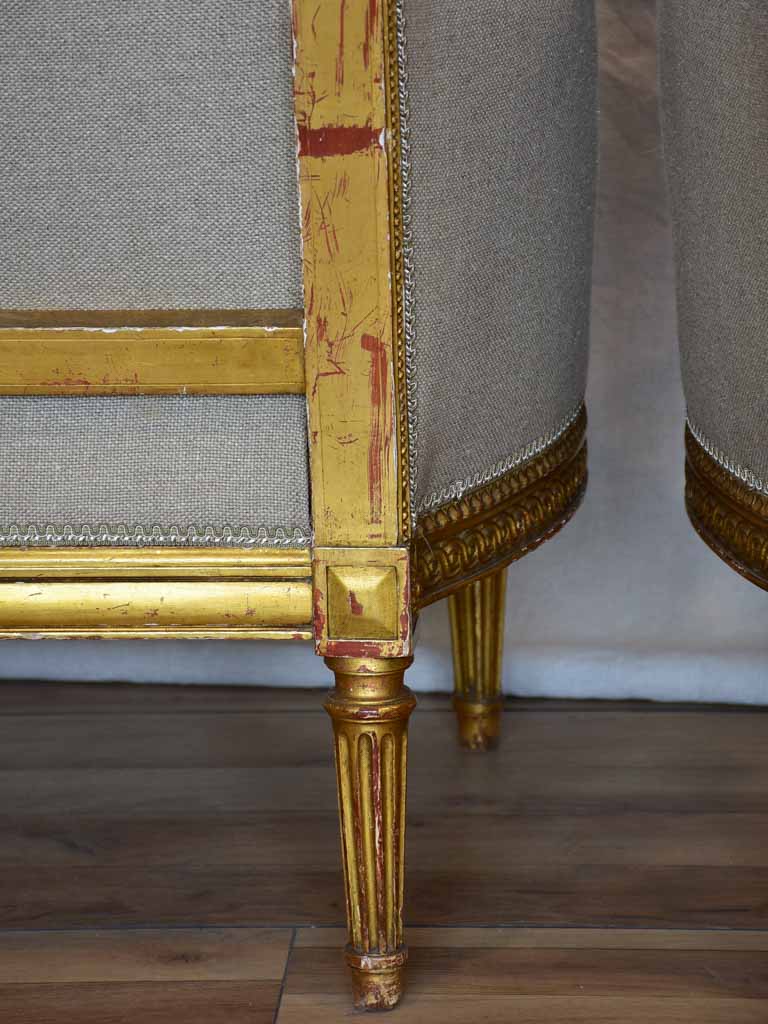 Fully restored pair of Napoleon III armchairs with giltwood frames