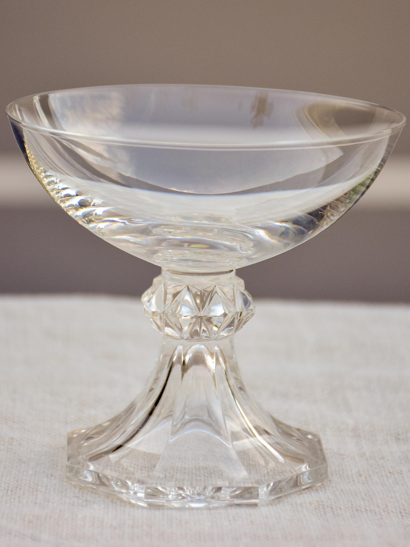 Ten vintage crystal champagne cups