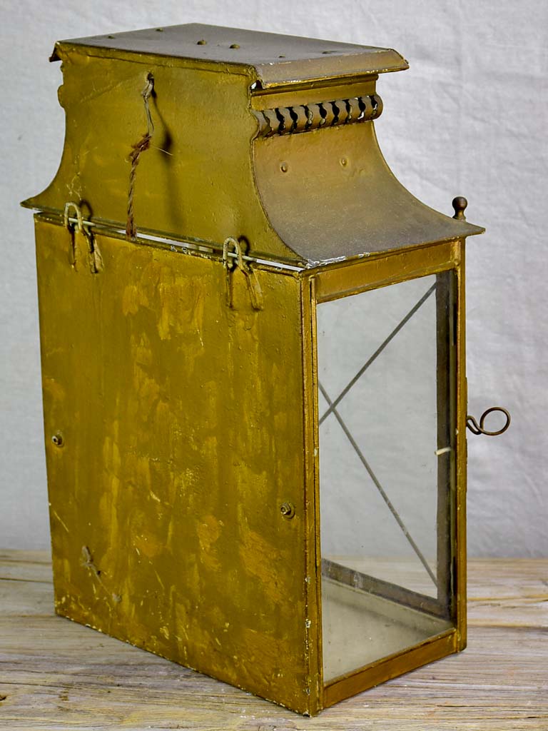 19th Century French wall lantern with gold patina 18½"