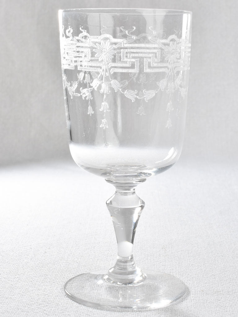 Set of 6 antique crystal wine glasses