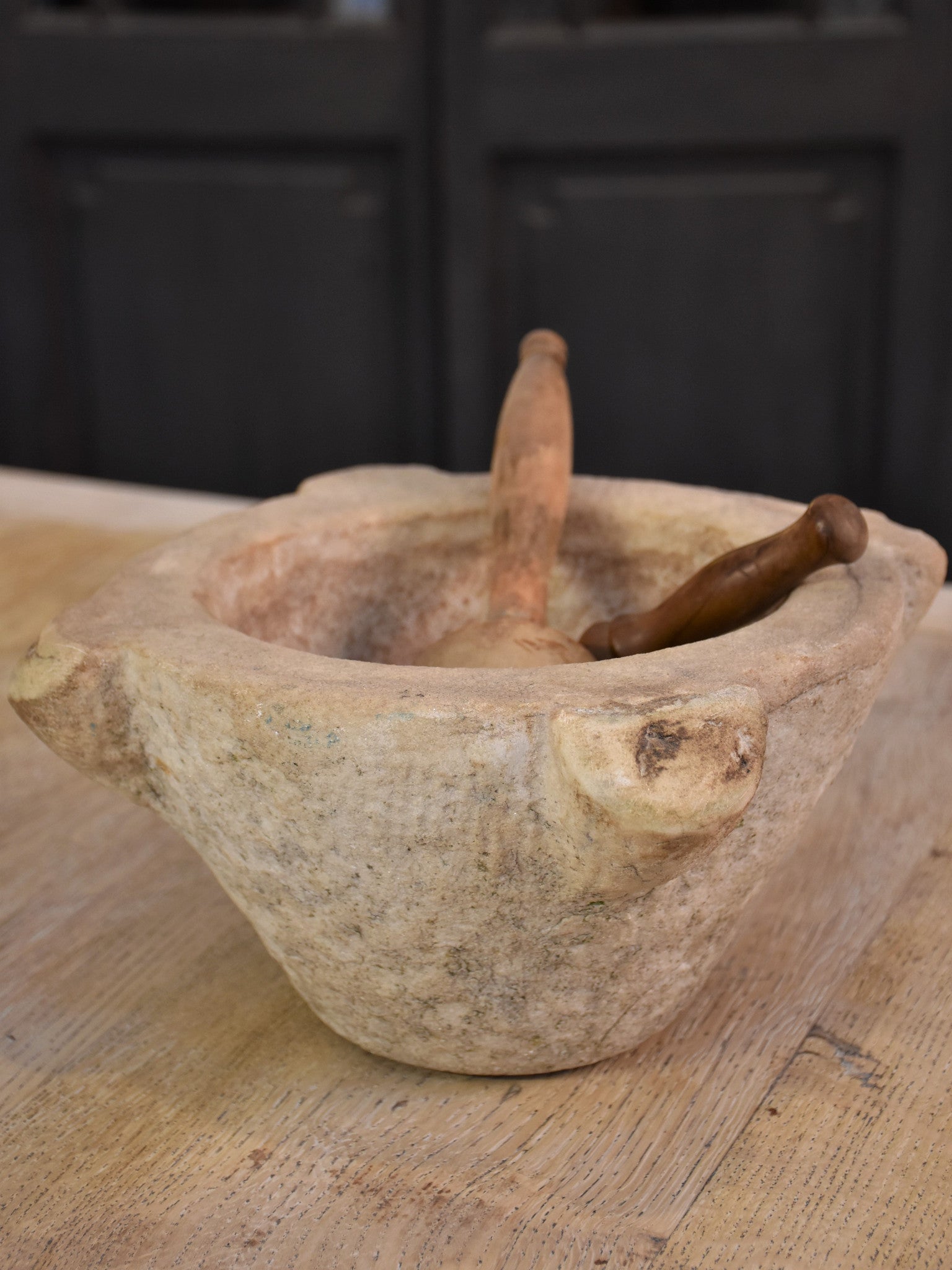 19th century French marble mortar and pestle