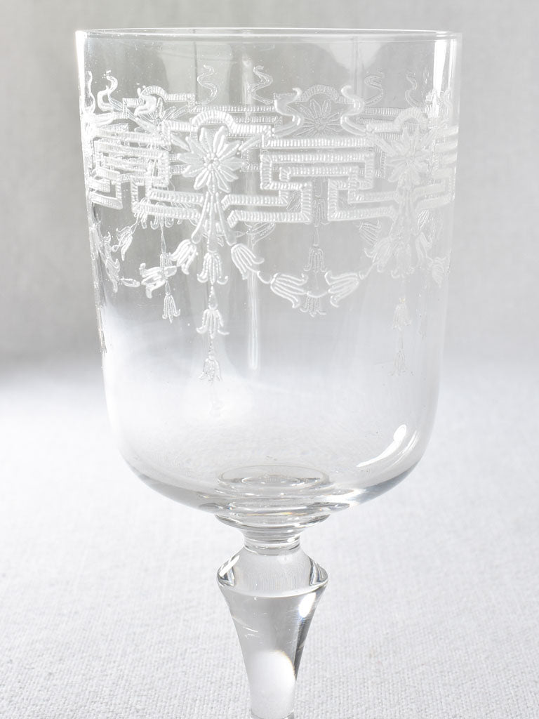 Set of 6 antique crystal wine glasses