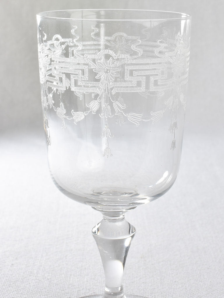 Set of 6 antique crystal wine glasses