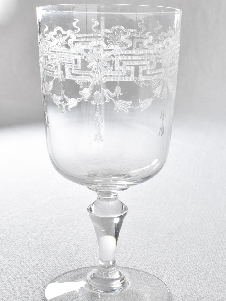 Set of 6 antique crystal wine glasses