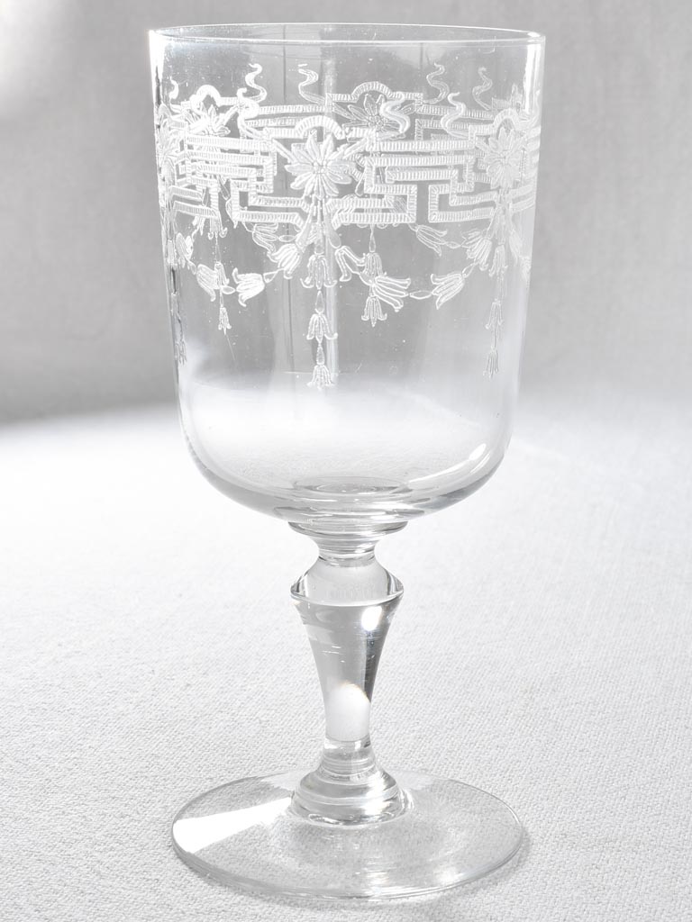 Set of 6 antique crystal wine glasses