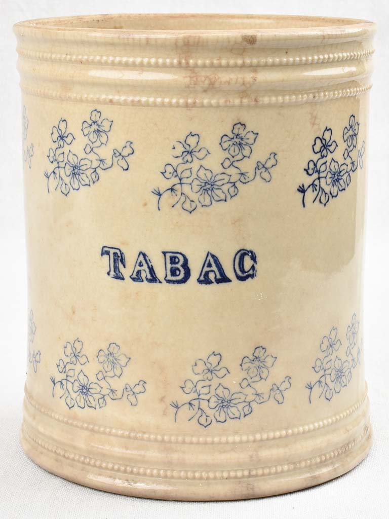 Antique French earthenware pot - TABAC 8¾"