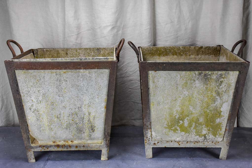 Pair of vintage square garden planters