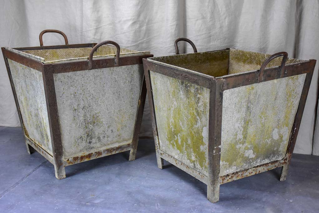 Pair of vintage square garden planters