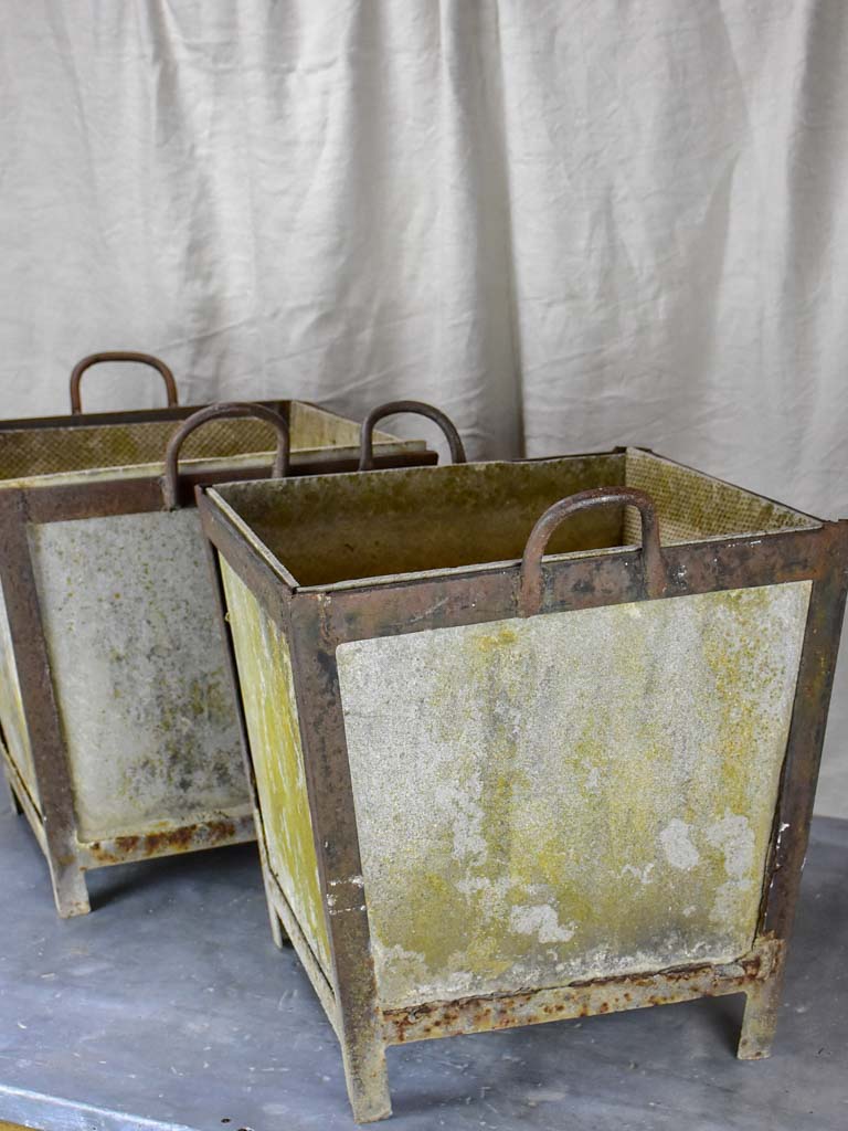 Pair of vintage square garden planters