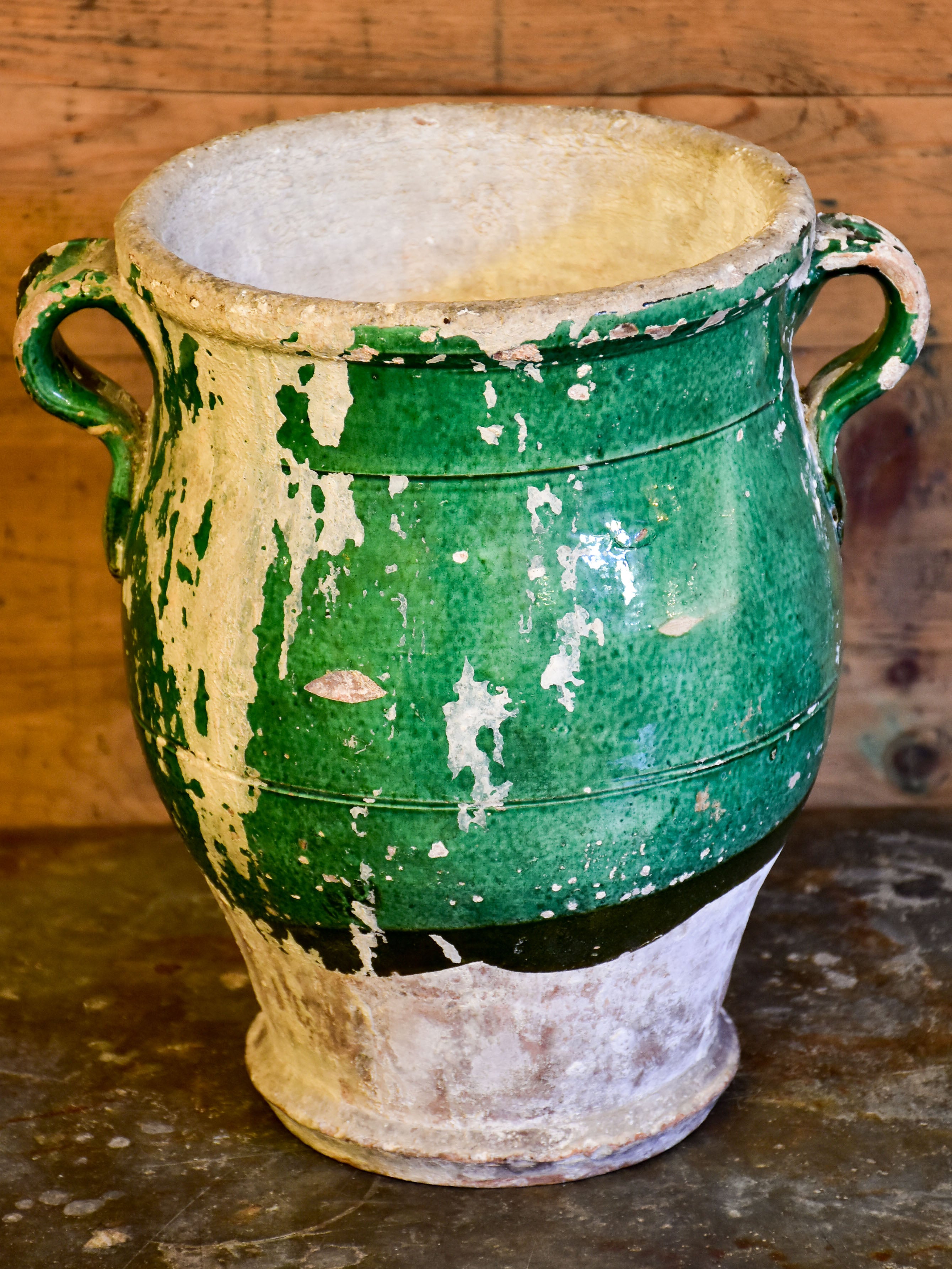 Antique Italian green glazed pot