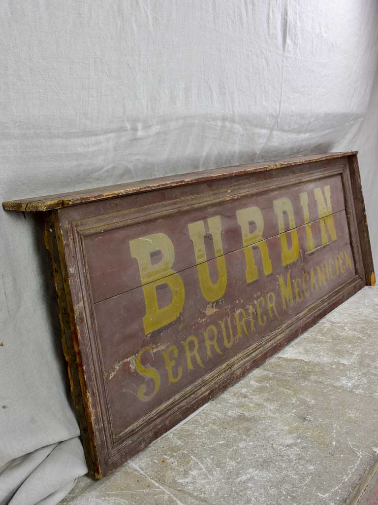 Large 19th Century wooden French sign from a locksmith 5'