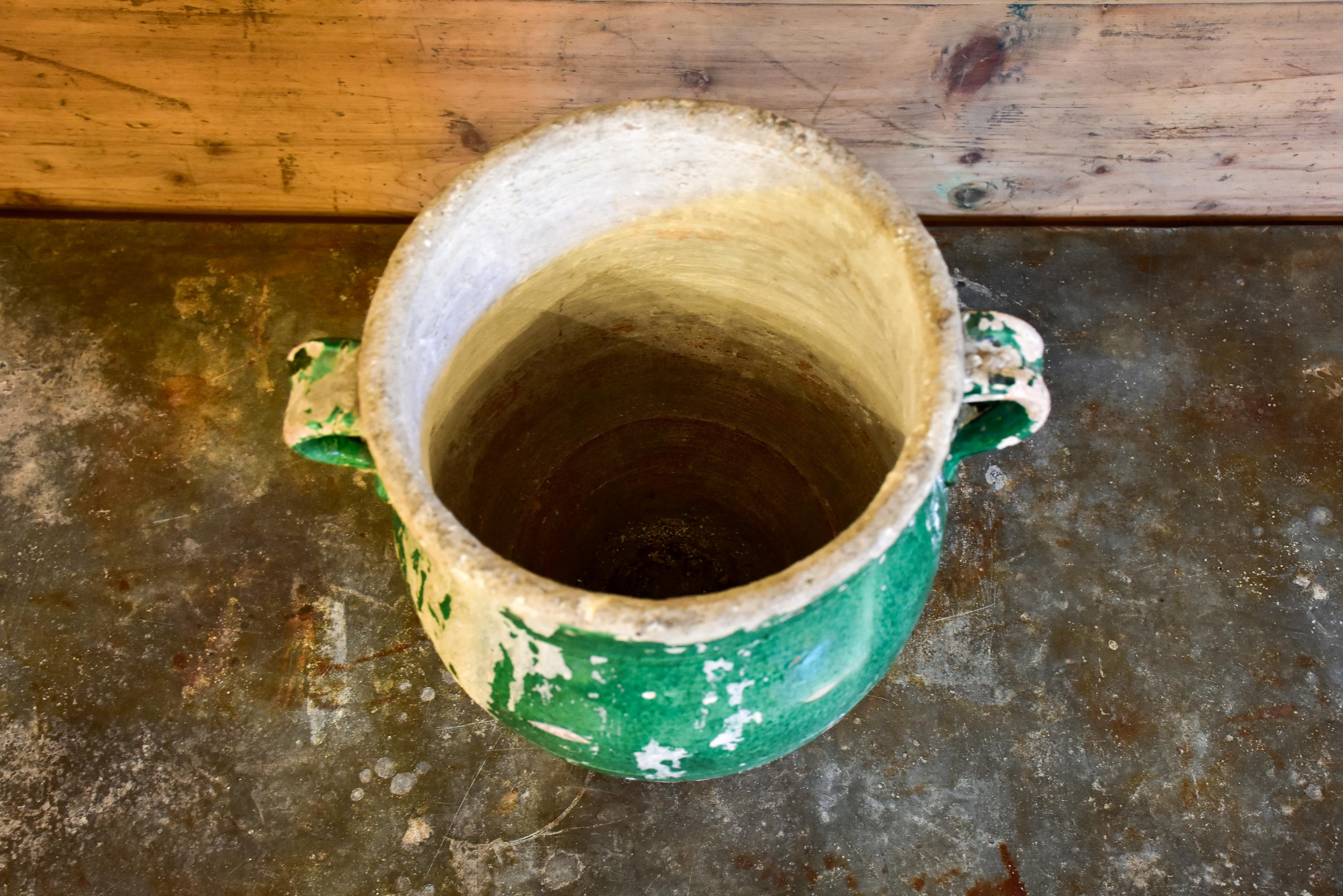 Antique Italian green glazed pot