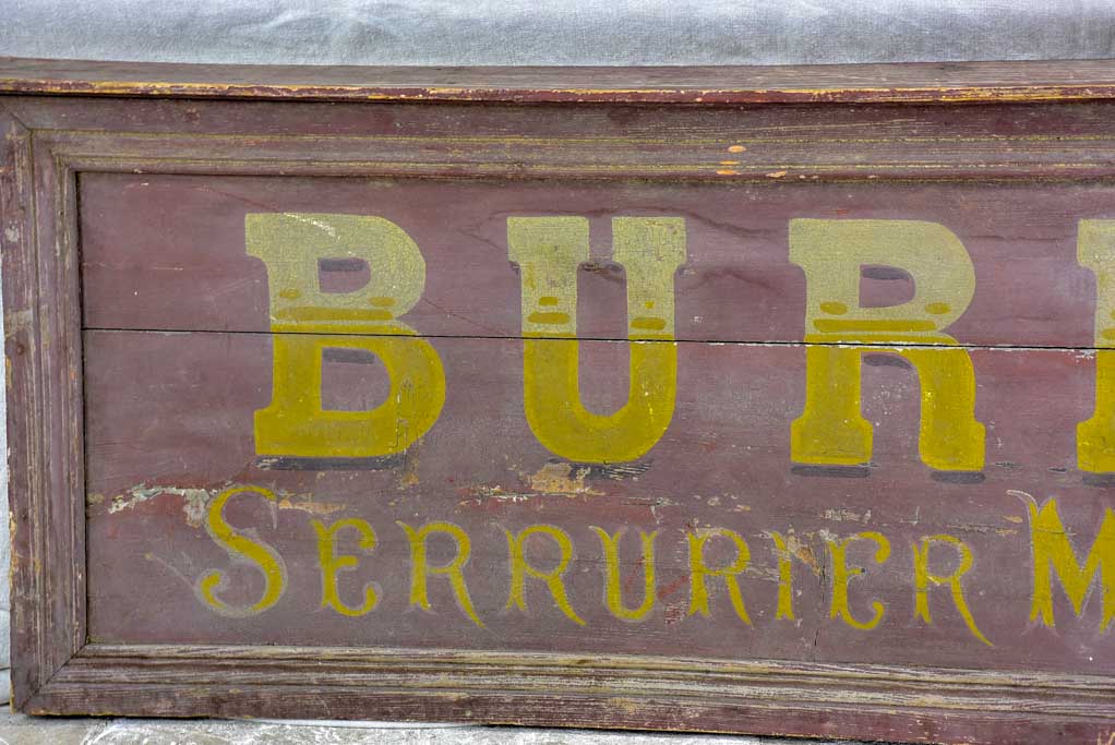 Large 19th Century wooden French sign from a locksmith 5'