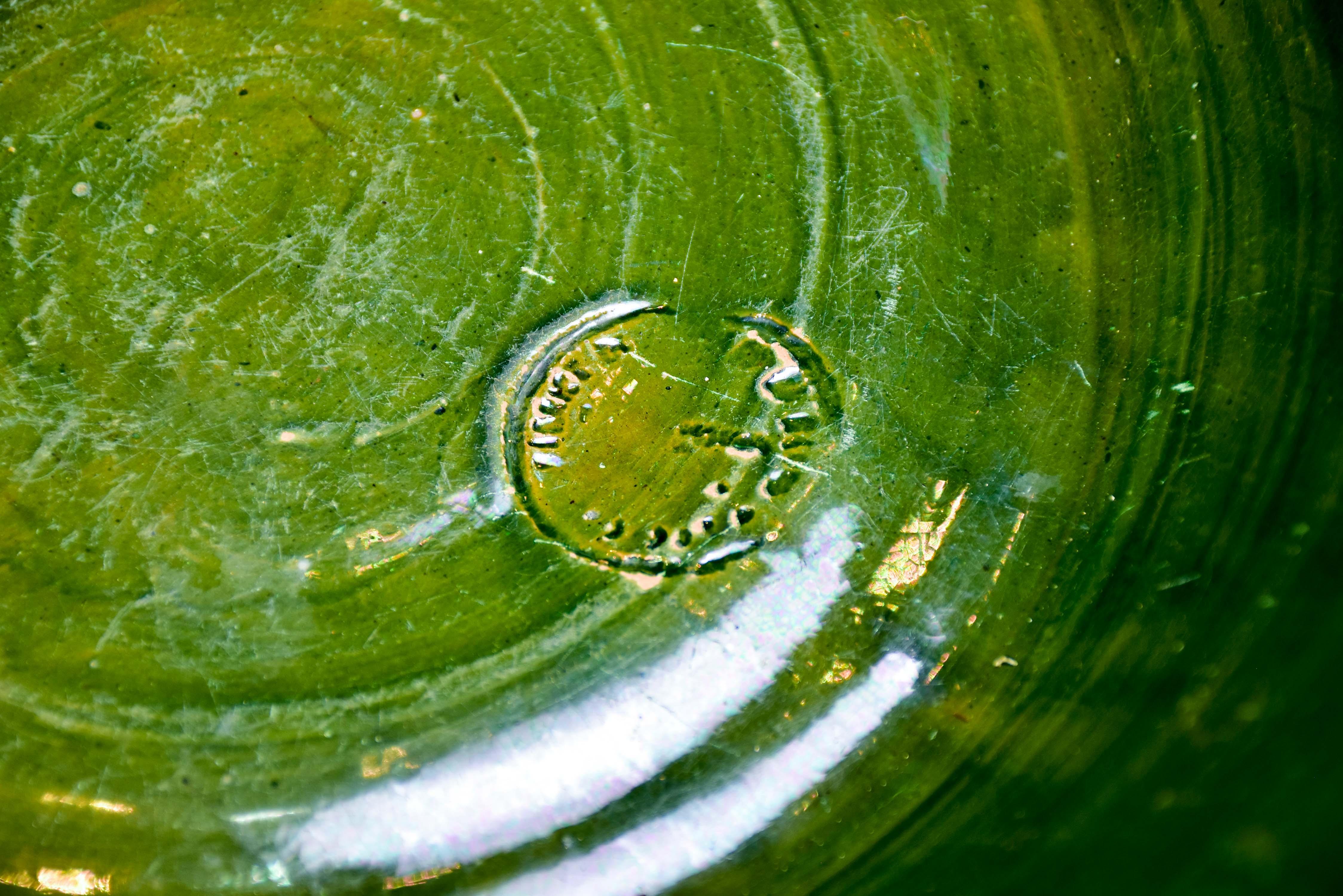 Vintage French preserving bowl with green glaze