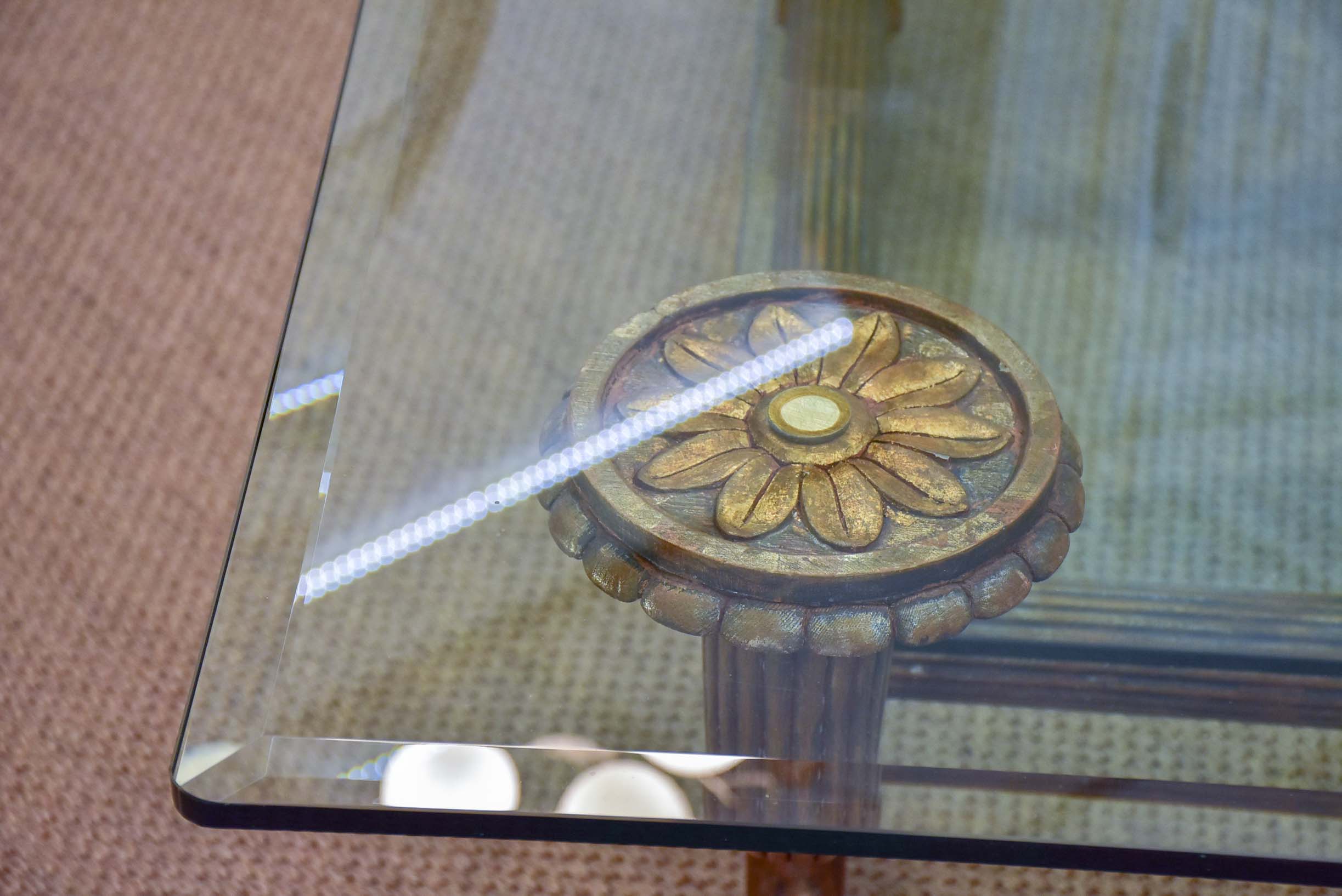 Mid-century Italian coffee table with thick glass top