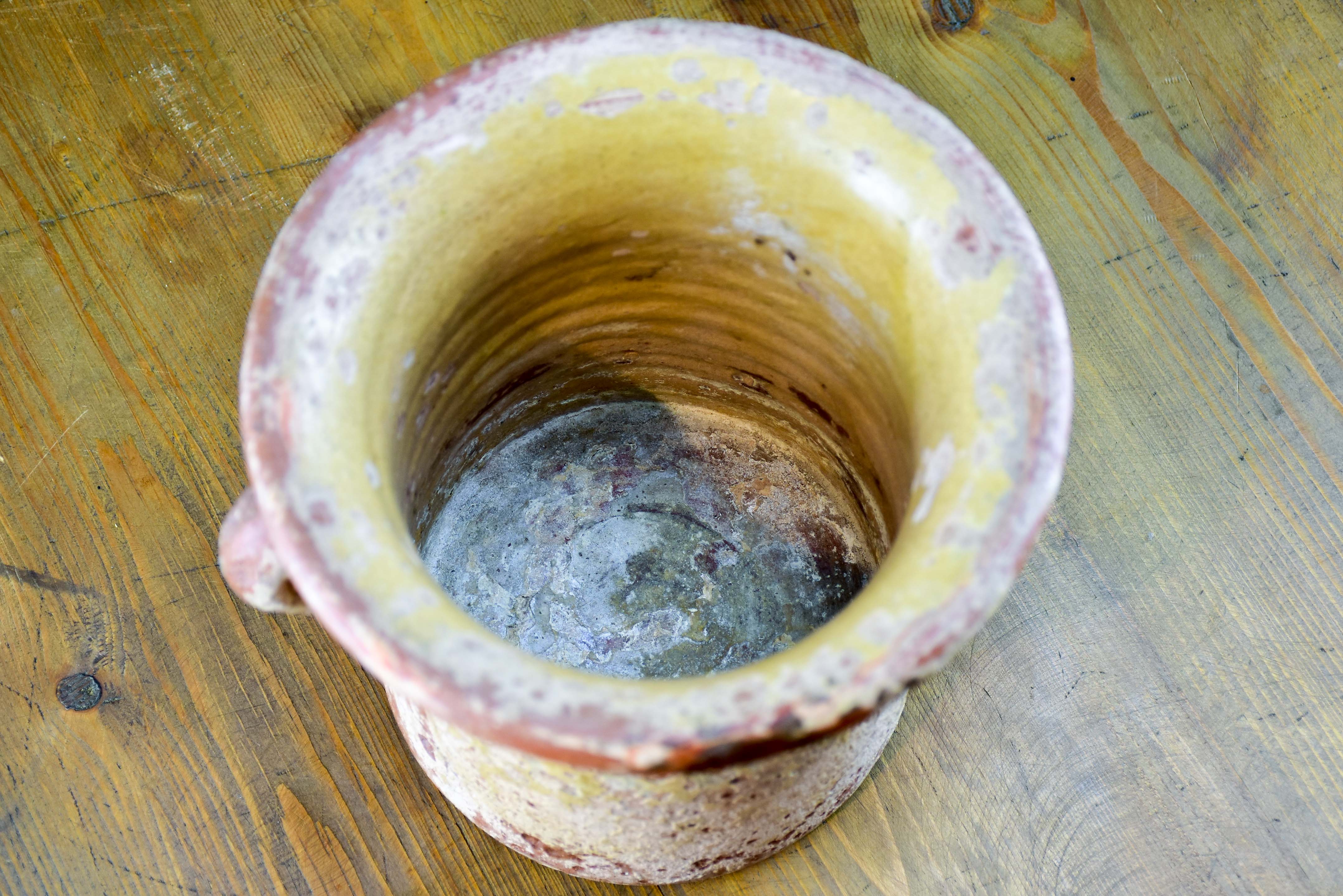 Rustic antique French preserving pot with handles