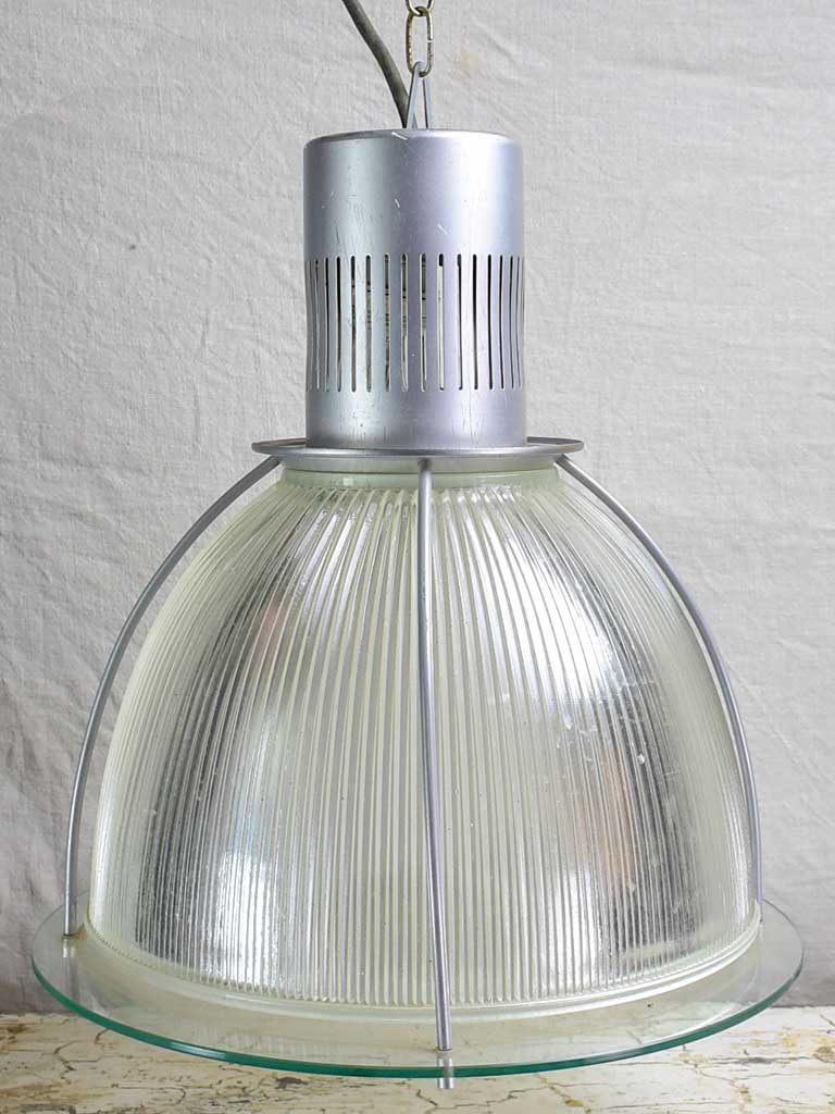 Vintage glass industrial light (3 available) 17¾"