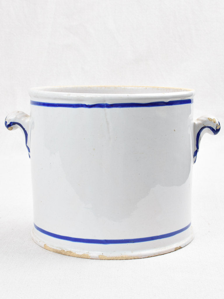 Ceramic tobacco pot with blue stripe - TABAC