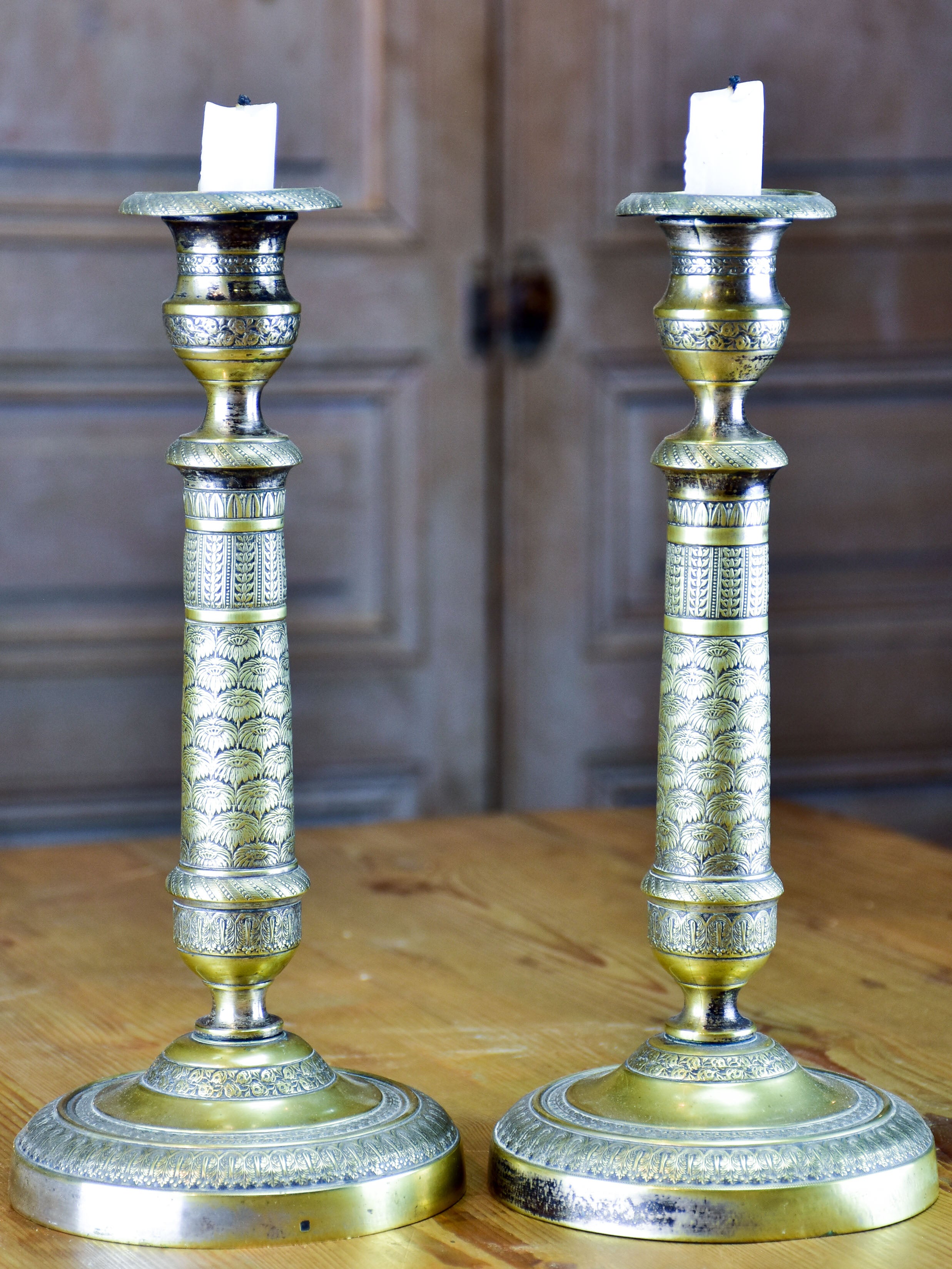 Pair of classic antique French candlesticks