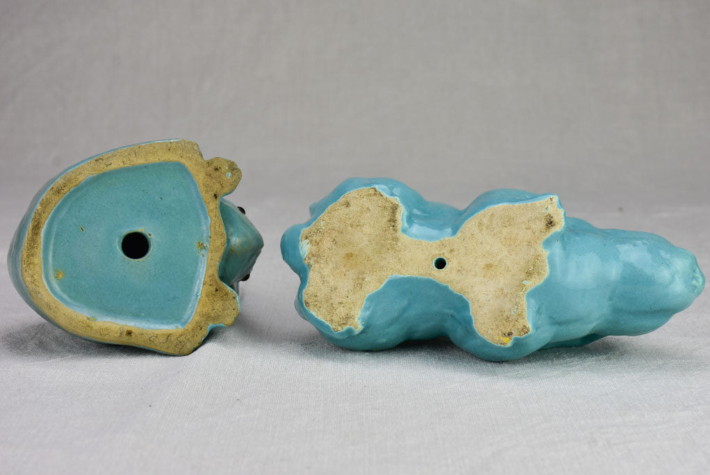 RESERVED DB - Two Art Deco bunnies, blue earthenware