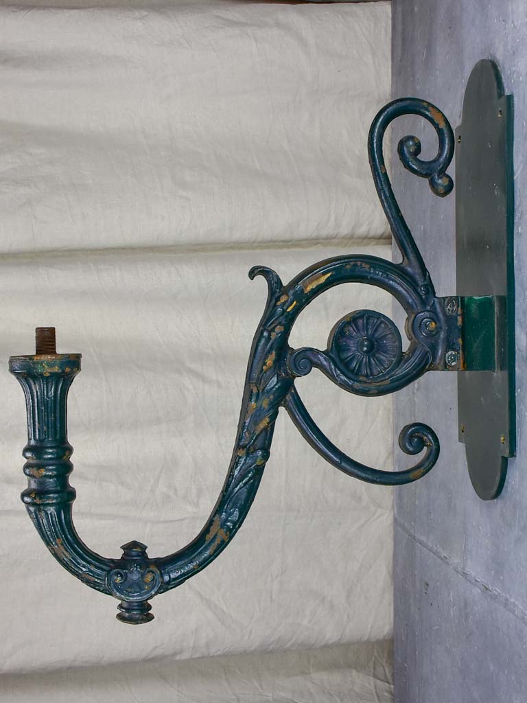 Pair of antique French outdoor wall sconces - cast iron