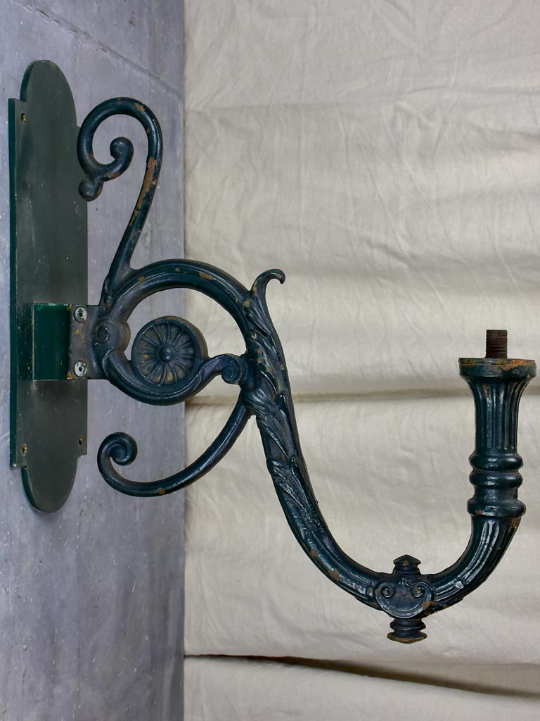 Pair of antique French outdoor wall sconces - cast iron