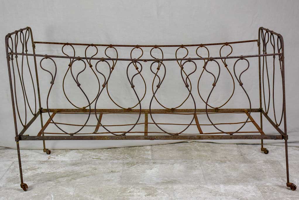 Antique French children's wrought iron bed