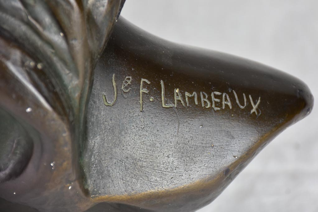 Late 19th Century plaster bust of a woman signed Joseph Marie Thomas Lambeaux (Jef Lambeaux) 22½"