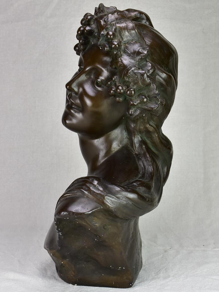 Late 19th Century plaster bust of a woman signed Joseph Marie Thomas Lambeaux (Jef Lambeaux) 22½"