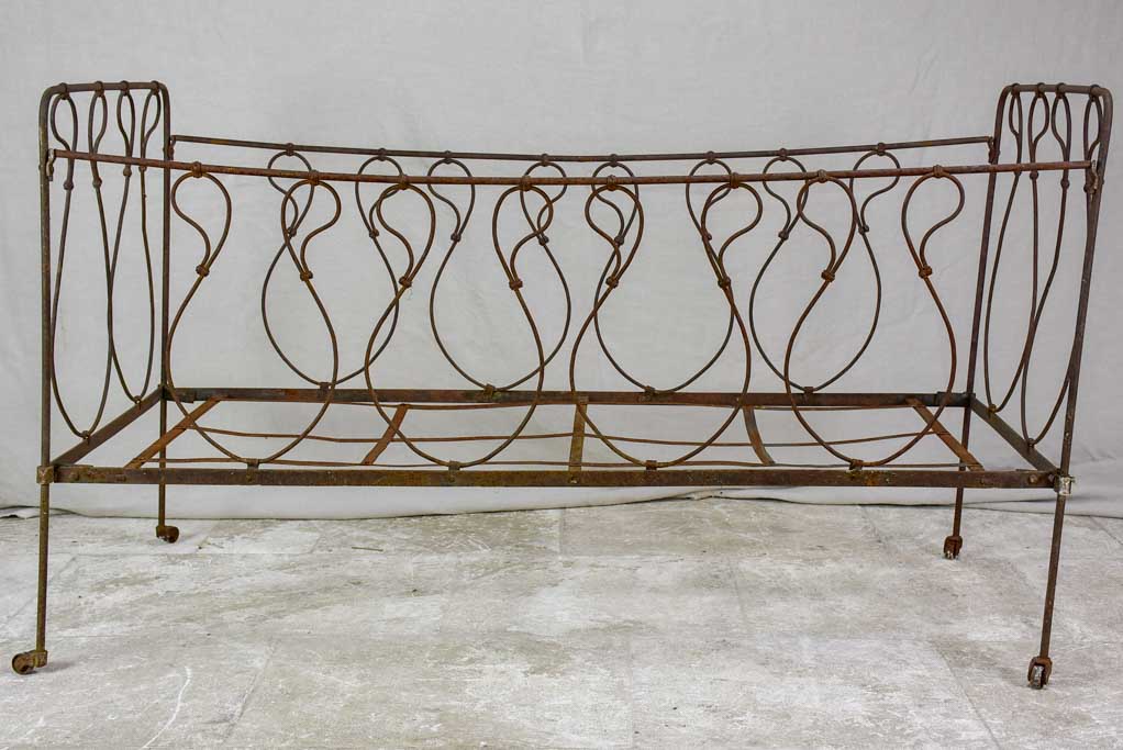 Antique French children's wrought iron bed