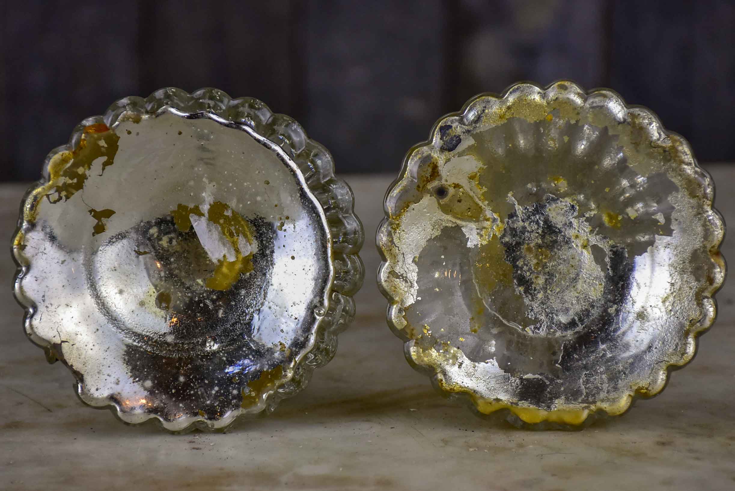 Pair of 19th Century mercury glass candlesticks